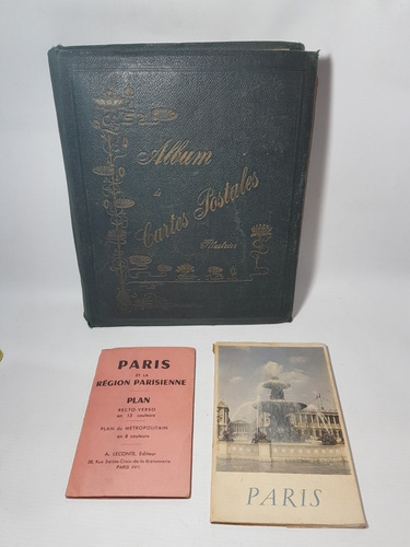 Antiguo Álbum Postales Paris/europa + Plano + Guía Mag 57334