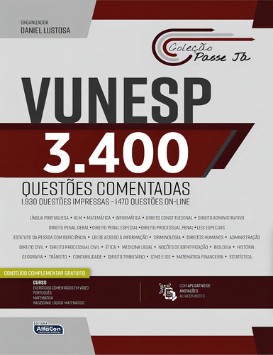 Passe Já Vunesp 3.400 Questões, De Daniel Lustosa. Editora Alfacon, Capa Mole Em Português