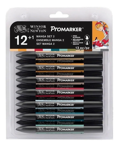 Winsor & Newton Set 2 Marcadores Promarker Manga Por 12 Unid