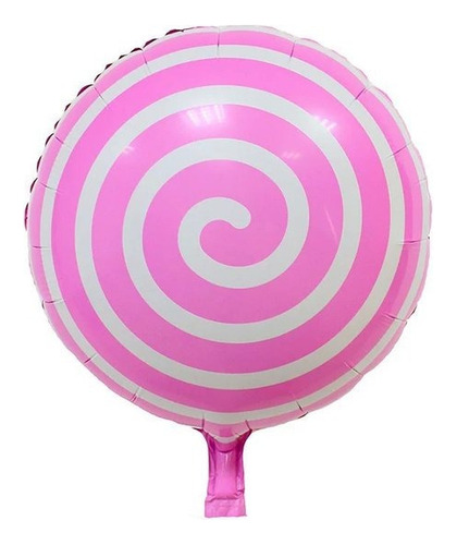 Globo Metalizado Caramelo Espiral Rosado Blanco Helio O Aire