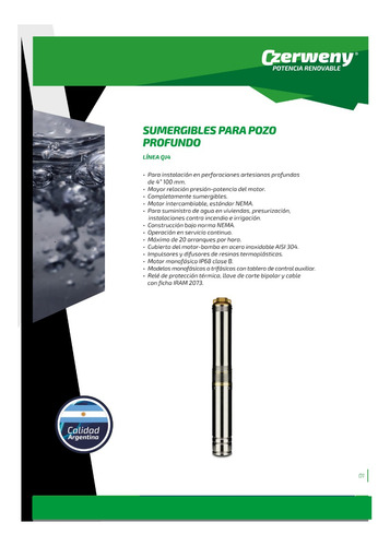 Bomba Sumergible Monof Czerweny 100qjd811 3 Hp Perforación 4