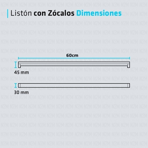Liston Tubo Led T8 60 Cm + Zocalos G13 Cables Techo Pack 5 Blanco