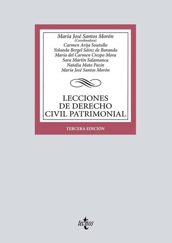 Lecciones De Derecho Civil Patrimonial, De Santos Moron, Maria Jose. Editorial Tecnos, Tapa Blanda En Español