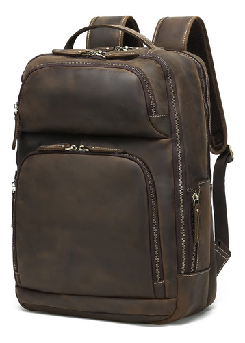 Hespary Full Grain Leather Travel Mackpack For Man Showking