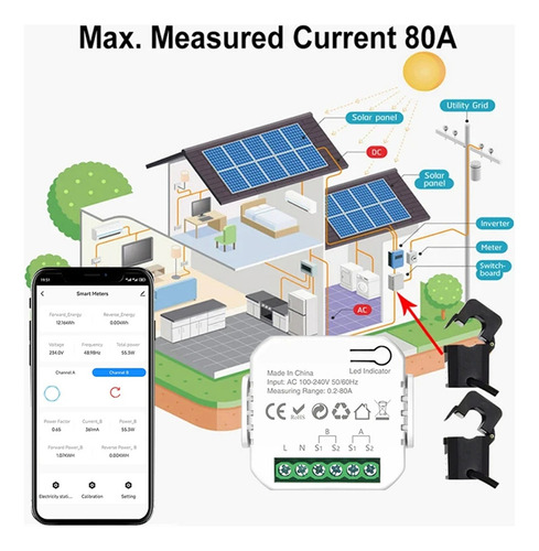 Medidor De Energia Inteligente Tuya Wifi Com Braçadeira De T