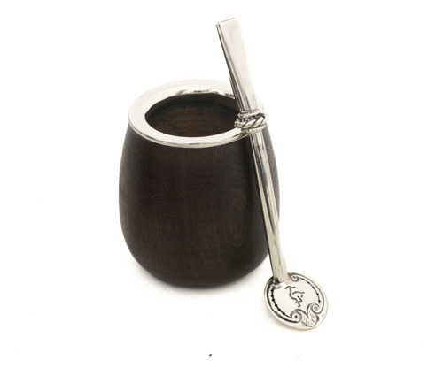 Combo Mate Madera Gallito Liso C/ Bombilla De Pasador