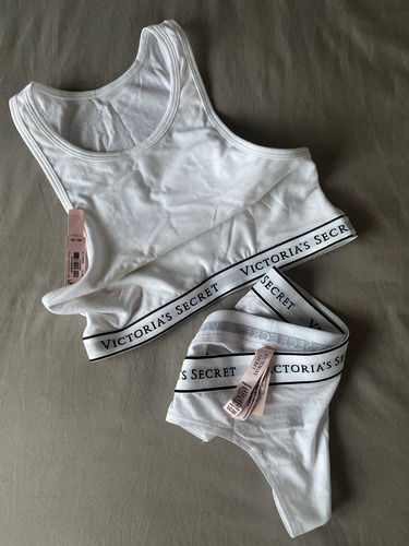 Conjunto Victorias Secret De Algodón Xs/s Blanco Liso Xs/s
