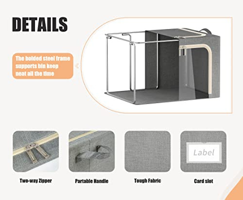 Conjunto De 3 Contenedores Almacenamiento Plegables Con Marc