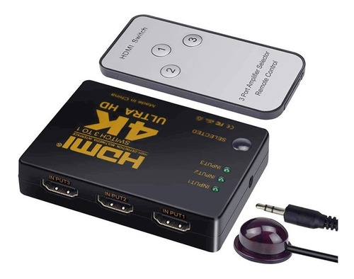 Switch Hdmi Adaptador Hub 3x1 Splitter 4k Com Controle