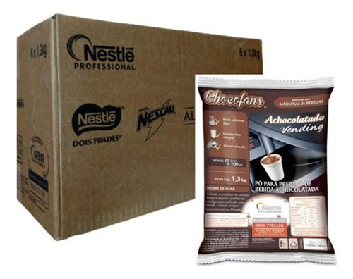 Achocolatado Istantaneo Vending Chocofans 1,3 Kg Nestlé 6un