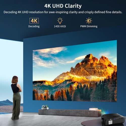 Projetor Pxodyda 4k Com Foco Automático Daylight 1500 Ansi L