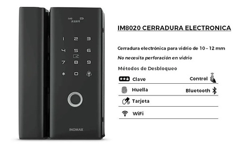 Cerradura Electronica Puerta Vidrio Blindex - Con App Huella