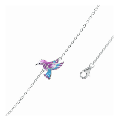 Pulsera Colibrí Esmaltado De Plata 925+cajita De Regalo