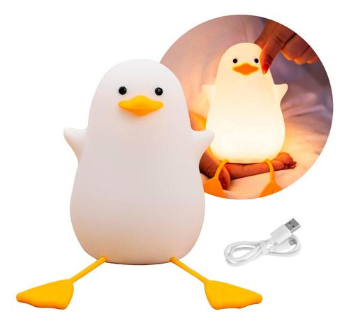 Velador Infantil Led Usb Luz Noche Recargable Silicona Pato BKB-DUK01
