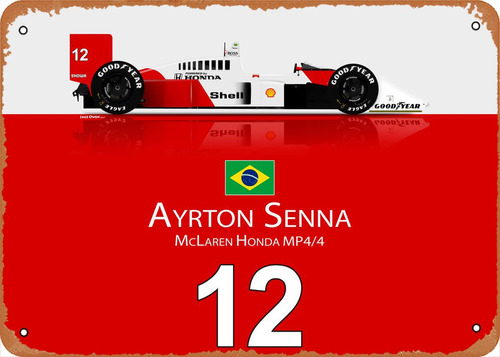 Ysirseu Ayrton Senna - Cartel De Metal De 88 Mclaren De 8 X.