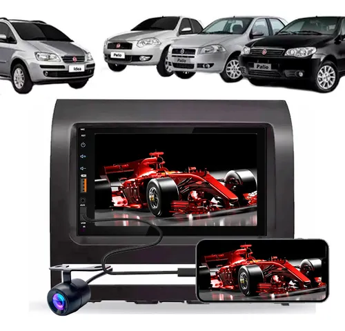 Sistema multimídia para veículo FP Import Som Automotivo Carro 2 Din Bluetooth Usb Sd Fiat Idea 2006 2007 2008 a 2012