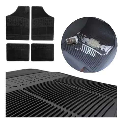 Tapete Automotivo Universal Carro Borracha Pvc Completo G Preto