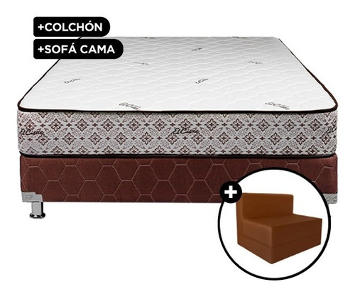 Imagen 1 de 1 de Conjunto Box Tarima 2 Plz Easy + Colchón + Sofá Cama