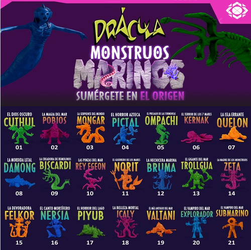 Monstruos Marinos Paleta Dracula 2023 Muñecos * 2 Unidades