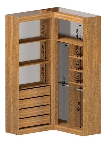 Guarda Roupa Closet Casal Sem Portas Canto Em L Com 4 Fawt
