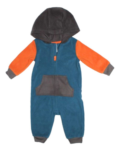 Jumpsuit Para Bebé Tela Afelpada Azul Con Naranja Carter´s 