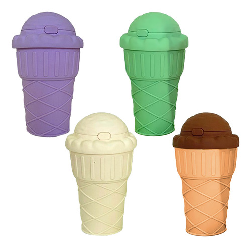 Taza De Helado Para Pajitas Portátiles Verdes De 500 Ml