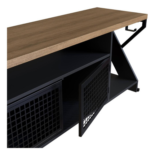 Rack Industrial Para Tv Até 60 Com Led Rgb P1033 Preto/mel