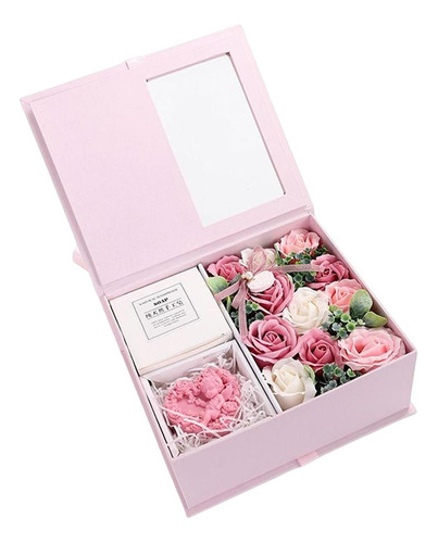 Caja De Regalo Con Forma De Flor De Jabón Rosa Para Centros
