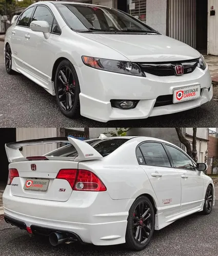 Kit Civic Mugen Spoiler Dianteiro Traseiro E Saia Lateral Sem Pintura