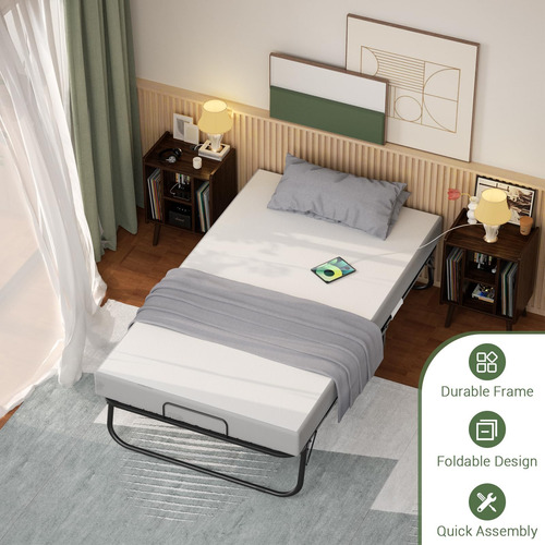 Cama Plegable Individual Con Colchón De Espuma Viscoelástica
