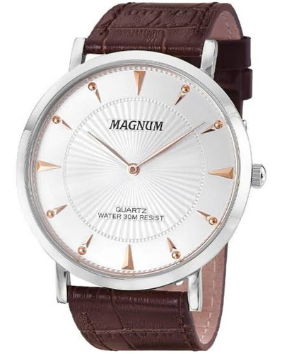 Relógio Magnum Social Slim Puls. De Couro Ma21900q Lindo