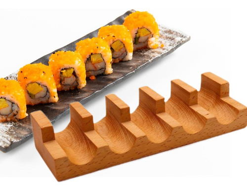 Soporte De Sushi De Madera Sirviendo La 5 Cuadrícula