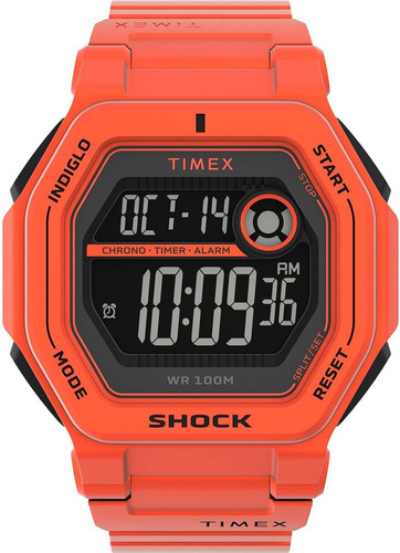 Reloj Timex Tw2v60000vq Men's Command Encounter De 45 Mm Color de la correa Naranja Color del bisel Bisel Función E Color del fondo Gris