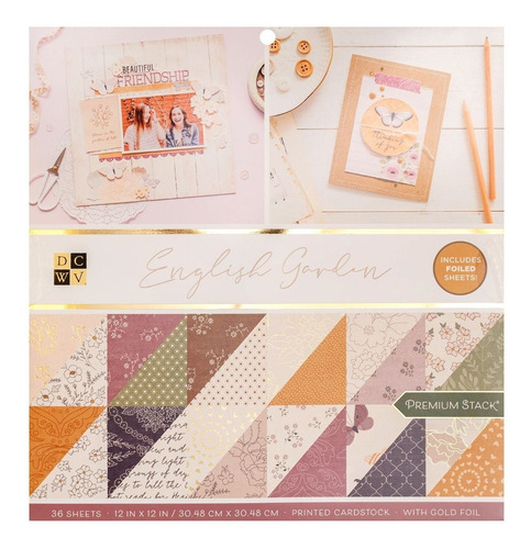 Dcwv English Garden Foil Cardstock | 12x12 Papel Scrap 36pz