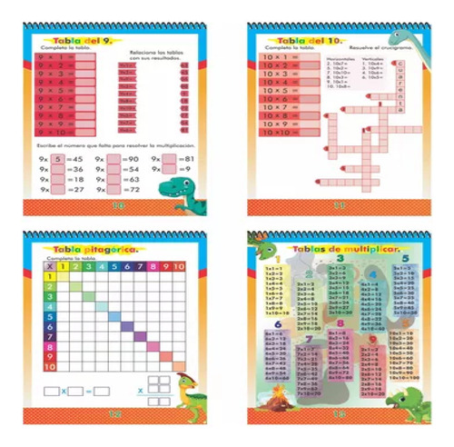 Libro Pizarrón Tablas De Multiplicar Borrable Mágico