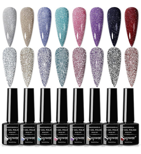 Juego De Esmalte De Gel Reflectante, Esmalte De Uñas De Gel