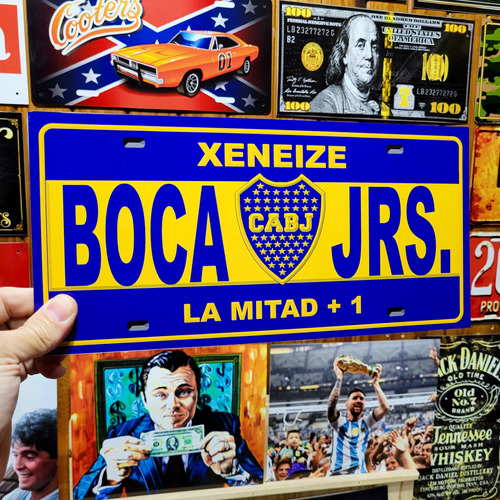 Cartel Chapa Patente Boca Juniors La Mitad +1 Apto Exterior 