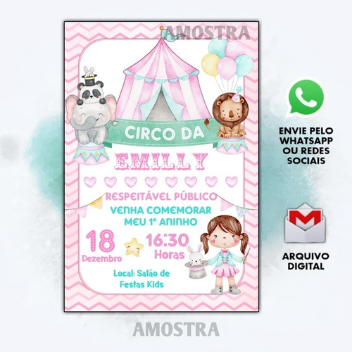 Convite Digital Circo Rosa