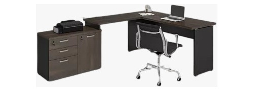 Mesa L Diretor 150x150x60x45x74cm Tampo 40mm Com Gavetas