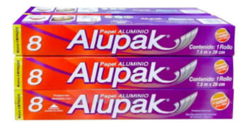 Rollos De Papel Aluminio Alupack 6 Rollos De 7.5m X 29cm C/u