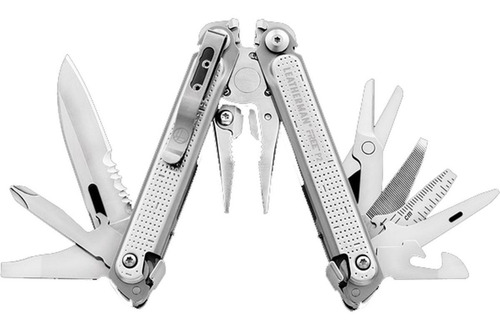 Imagen 2 de 8 de Pinza Multiuso Leatherman Free P2 19 Usos Alicate Engarzadora Pelacable Cortador De Alambre Cuchillo Tijera Punzon Lima