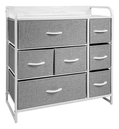 Mueble Buro Organizador Comoda Metal 7 Cajoneras Tela Color Gris