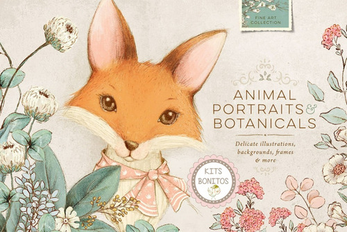 Clipart Imágenes Png Papel Digital Animalitos Flores Vintage