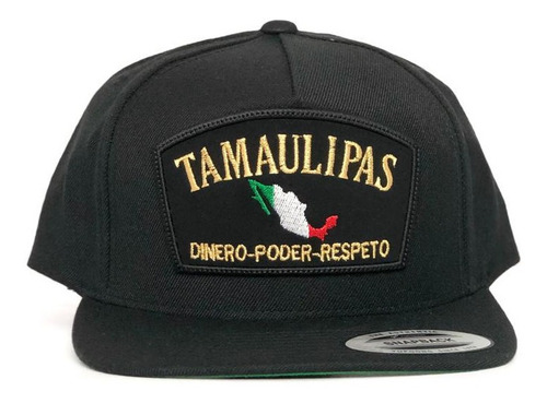 Gorra Yupoong Línea Estado Tamaulipas Snapback Negro