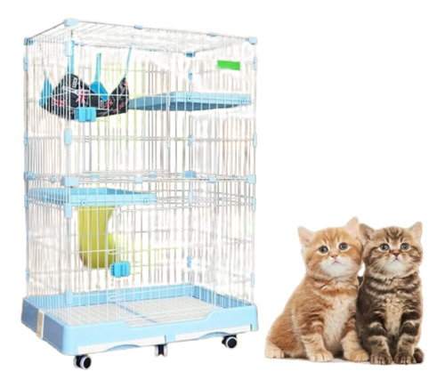 Jaula Para Gatos Canil + Accesorios Y Ruedas Mascotas Cats