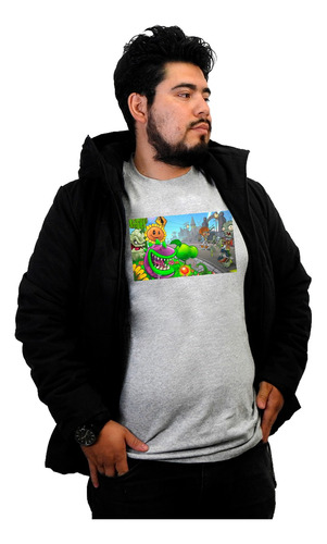 Playera Cleen Gris Batalla Plantas Vs Zombies