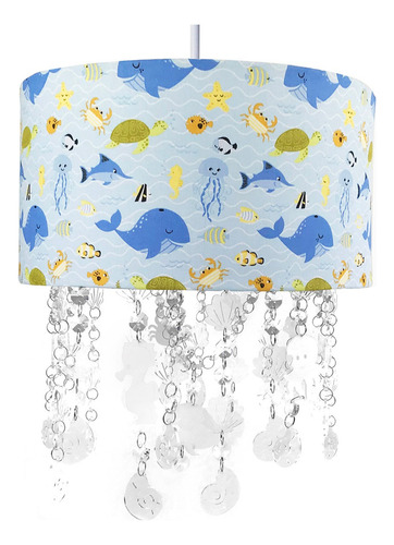 Lustre Tubular Cristais Fundo Do Mar Quarto Bebê Infantil