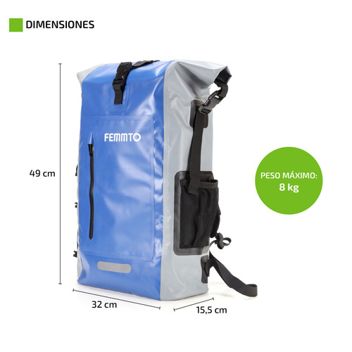 Imagen 3 de 10 de Mochila Estanco De Aire Libre 25 Lts Femmto Mochilero Viaje