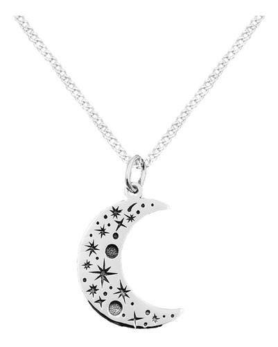 Dije Y Cadena Luna Estrellas De Plata 925 Con Envio