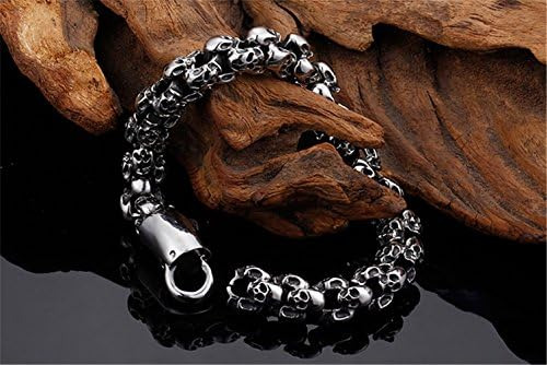 Pulseras Largas Punk De Calavera Para Hombre, Cadena De Esla